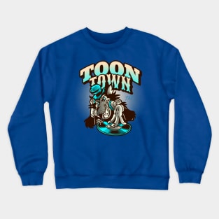 Groove Wolf DJ Hip-Hop Hilarity in Toon Town YXE Crewneck Sweatshirt